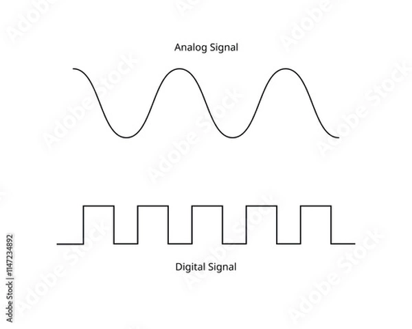 Fototapeta Analog Signal and Digital Signal