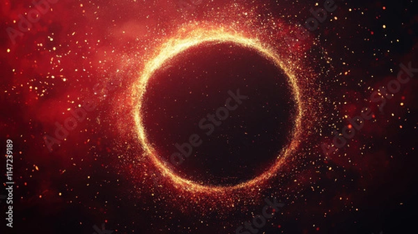 Fototapeta Celebrating New Year in China Red Circular Gradients with Golden Particles