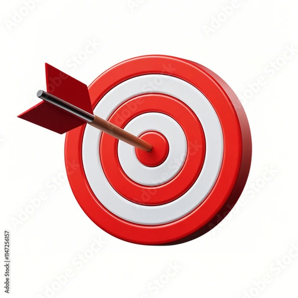 Fototapeta  Target with red arrow on white background