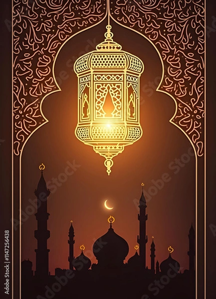 Fototapeta Ramadan Kareem greeting card design with beautiful