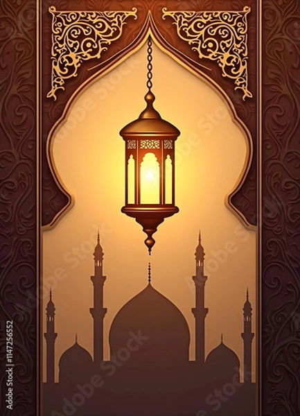 Fototapeta Ramadan Kareem greeting card design with beautiful