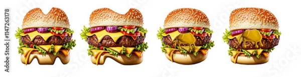 Fototapeta Letters M, N, O, P made from hamburger