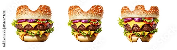 Fototapeta Letters U, V, W made from hamburger
