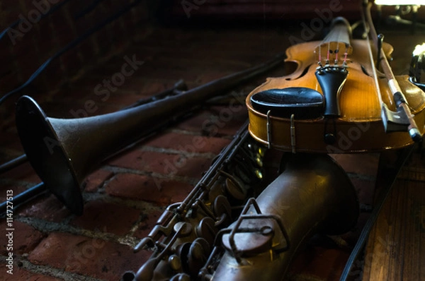 Fototapeta Jazz Club Instruments Night