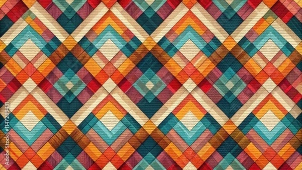 Fototapeta Abstract geometric pattern with a fabric texture background, geometric, abstract, fabric, texture, pattern, design