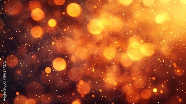 Fototapeta Abstract Background with Warm Bokeh Lights and Shimmering Particles