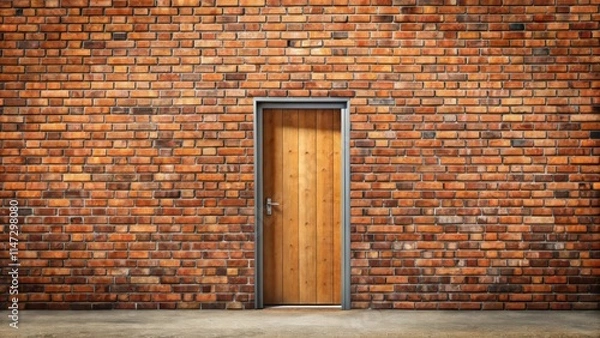 Fototapeta Brick wall blocking the doorway, obstacle, barrier, impediment, entrance, blocked, obstruction, challenge