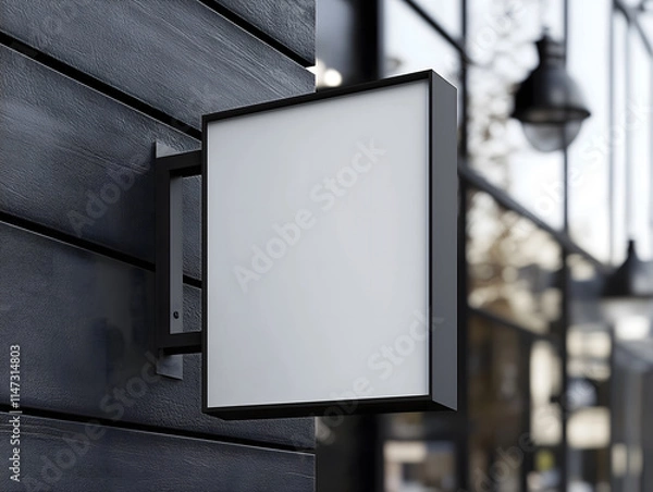 Obraz 17お店の看板のデザインモックアップ。壁に取り付けられた看板 Gererated AI