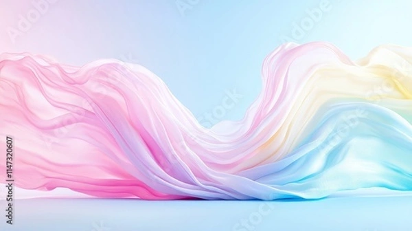 Fototapeta Pastel fabric flowing in waves, abstract background.