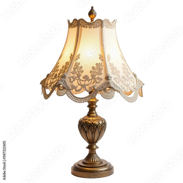 Obraz Ornate table lamp with floral design on shade