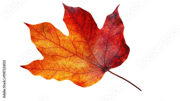 Fototapeta red maple leaf isolated on white background 
