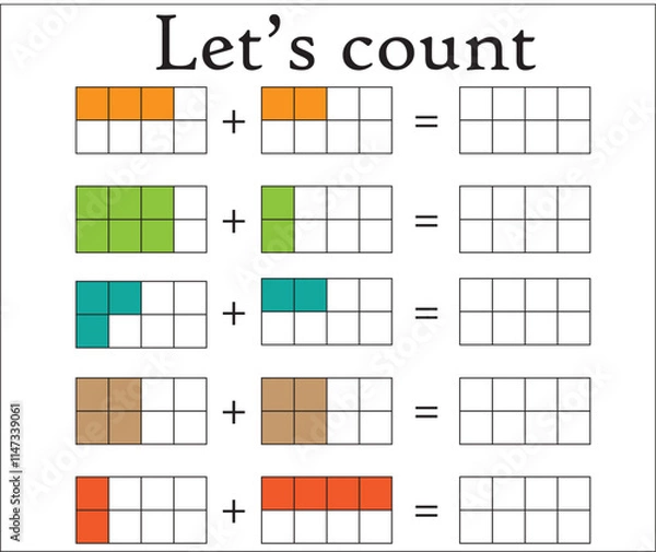 Fototapeta Activity of lets count highlights (fraction addition)