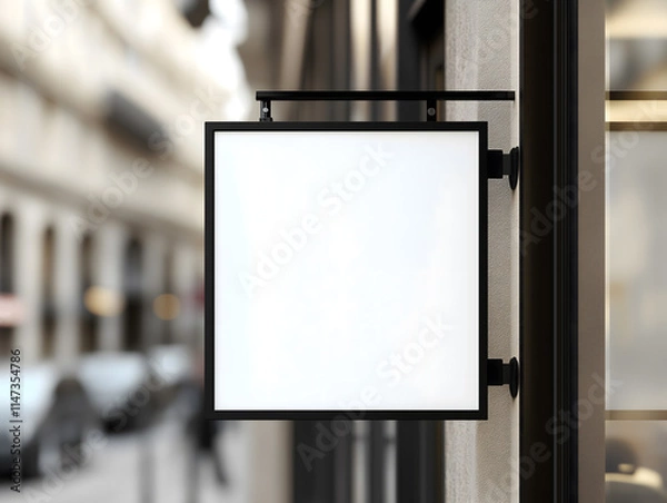 Obraz 8お店の看板のデザインモックアップ。壁に取り付けられた看板 Gererated AI