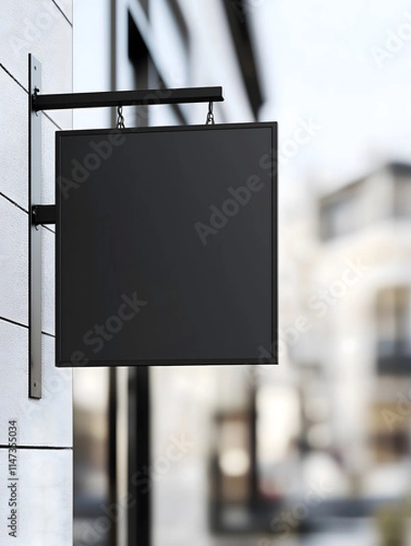 Obraz 6お店の看板のデザインモックアップ。壁に取り付けられた看板 Gererated AI