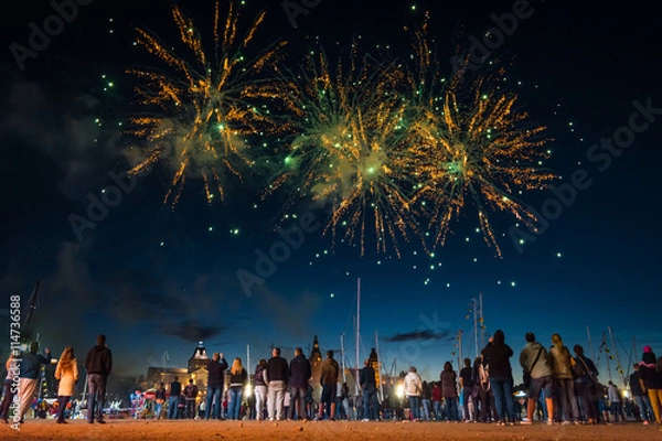 Obraz Fireworks during the Sea Days 2016 in Szczecin, Poland