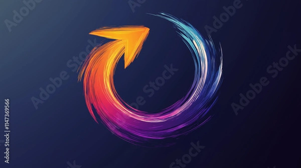 Fototapeta Dynamic Arrow. An arrow forming a circular shape for progress and movement. Finance, logo, progress