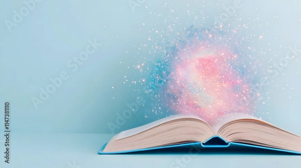 Fototapeta minimalist design of open book revealing galaxy