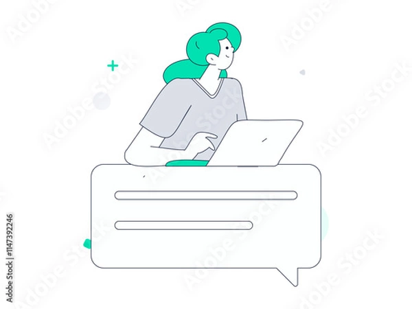 Obraz Communicate with consultants flat vector character concept operation hand drawn illustration
