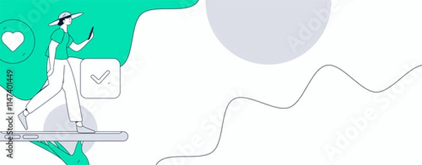 Fototapeta Communicate with consultants flat vector character concept operation hand drawn illustration
