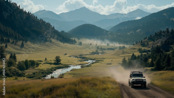 Obraz SUV mountain road