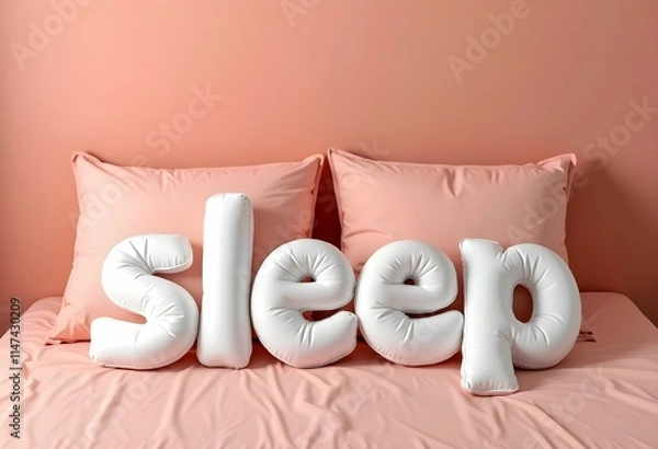 Obraz Sleep Balloon Letters on Pink Bed