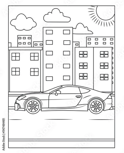 Fototapeta car coloring page for kids