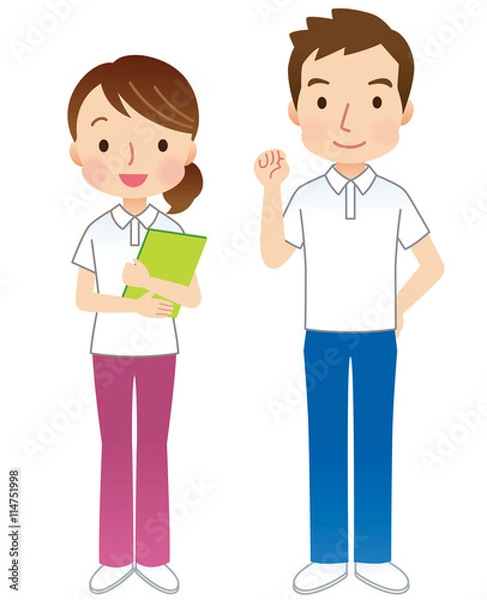 Fototapeta スタッフ表情ポーズ　男女セット