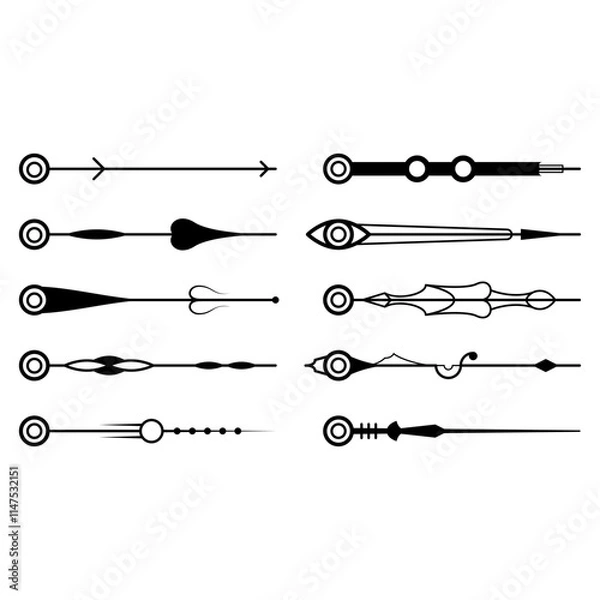 Fototapeta Big Set Black Simple Line Collection Doodle Border Elements Vector Design Style Sketch Isolated Illustration For Banner