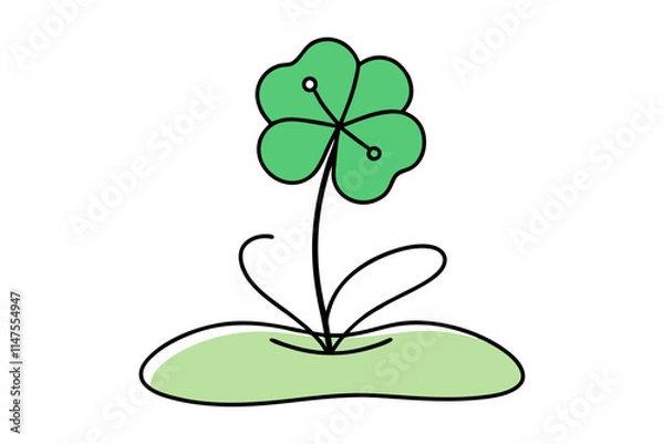 Fototapeta Stunning Line Color Drawing of Clover A Modern Take on Traditional Luck