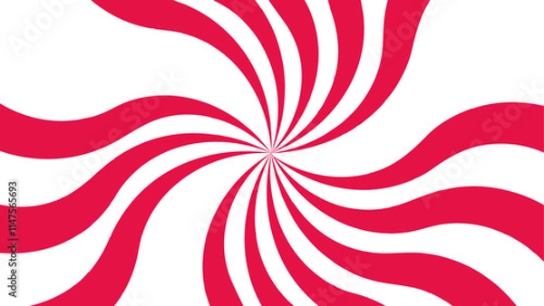 Fototapeta Abstract background with rays retro starburst. Funky ray elements, circle motifs, reminiscent of circus themes. Red and white twisted swirl. Spiral radial striped backdrop design.