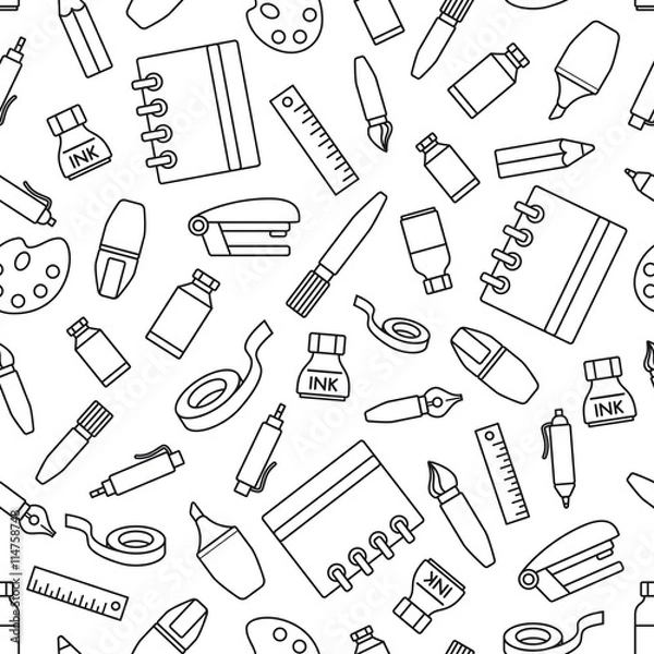 Obraz Seamless pattern with stationery design element