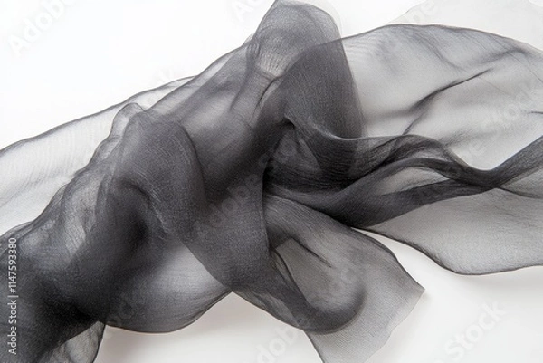 Obraz Flowing black sheer fabric draped elegantly.