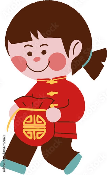 Fototapeta china new year child playing with a toy