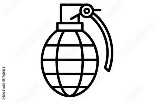 Fototapeta Hand Grenade in Vector Style Line Drawing Illustration