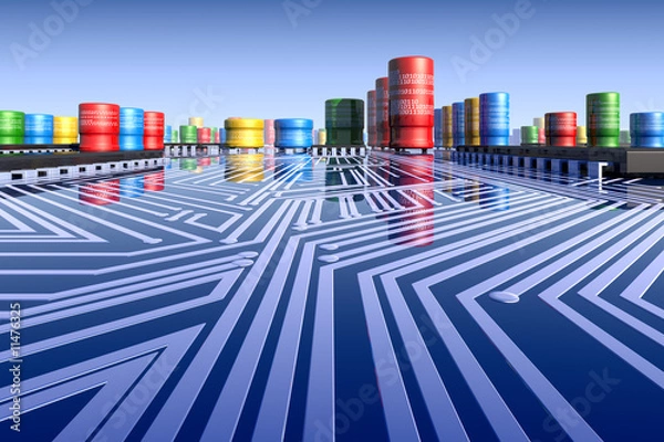 Obraz 3d motherboard's landscape.