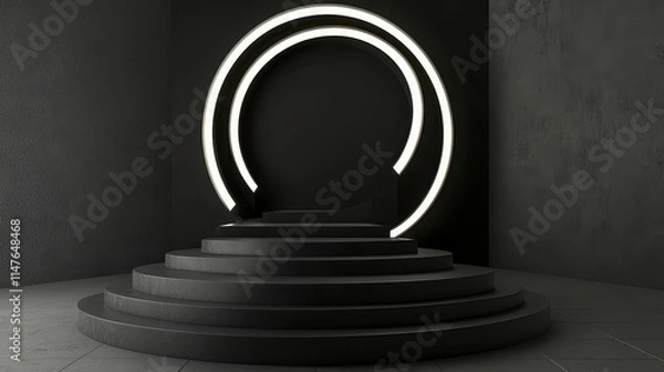 Obraz Dark Circular Stage with Illuminated Oval Frame