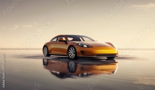 Fototapeta a close up of a car on a beach with a sky background