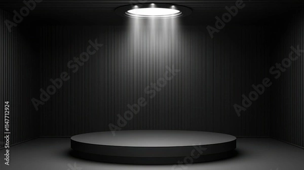 Obraz Dark Room Stage with Circular Platform and Spotlight