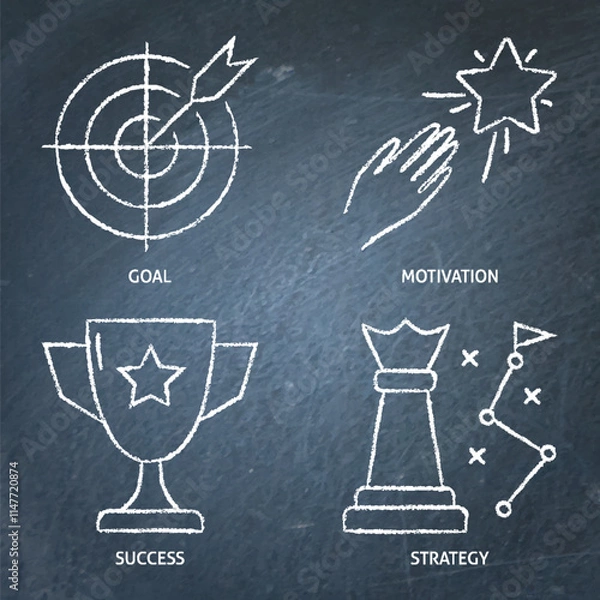 Obraz Motivation and success chalkboard icon set