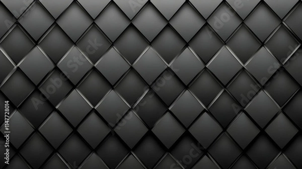 Fototapeta Dark Gray 3D Square Pattern Background Illustration