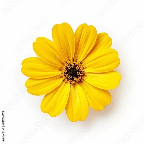 Obraz Yellow Flower, Isolated on white background, flat lay