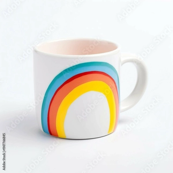 Obraz  Rainbow Mug, Isolated white background, flat lay