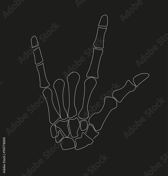 Obraz hand skeleton outline rock