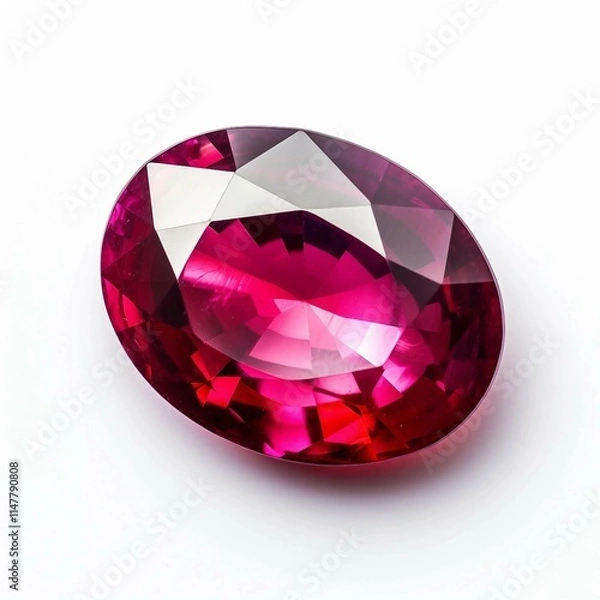 Fototapeta Ruby, Isolated white background, flat lay