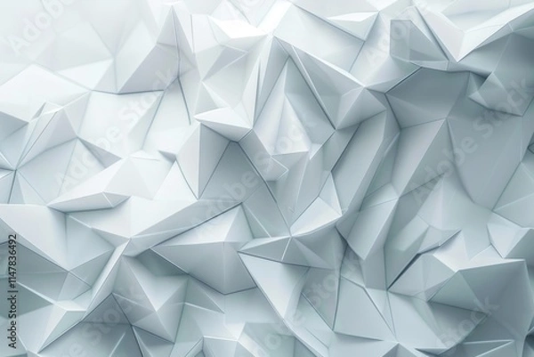 Obraz Abstract white geometric background with 3d triangle pattern.