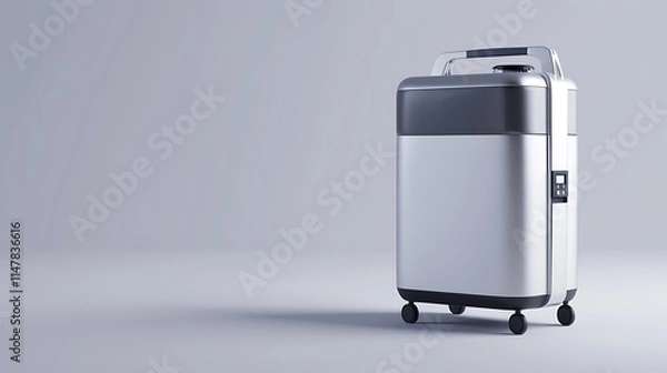 Fototapeta A professional oxygen concentrator with a compact body, isolated on a clean white background.