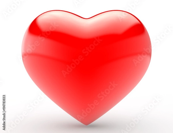 Obraz Big Red Heart On White Background 3d rendering