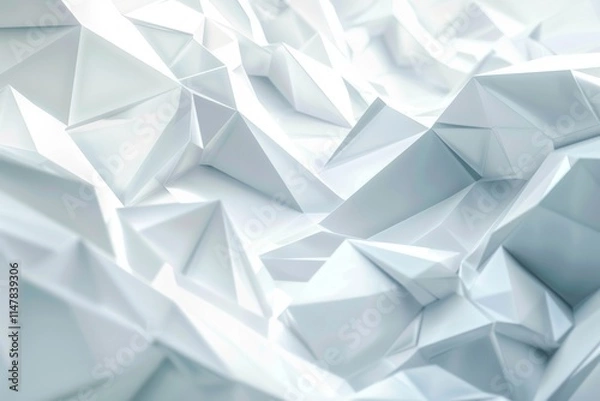 Fototapeta Abstract white geometric low-poly background. (2)