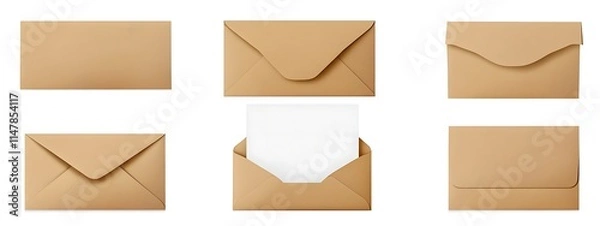 Obraz Various colored envelopes arranged neatly on a white background realistic. Generative AI
