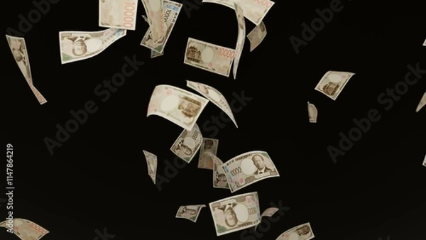 Fototapeta 天から降ってくる一万円札